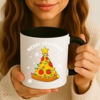 Merry Crustmas Pizza Christmas Tree Xmas Gifts Long Sleeve Coffee Mug thumb 3