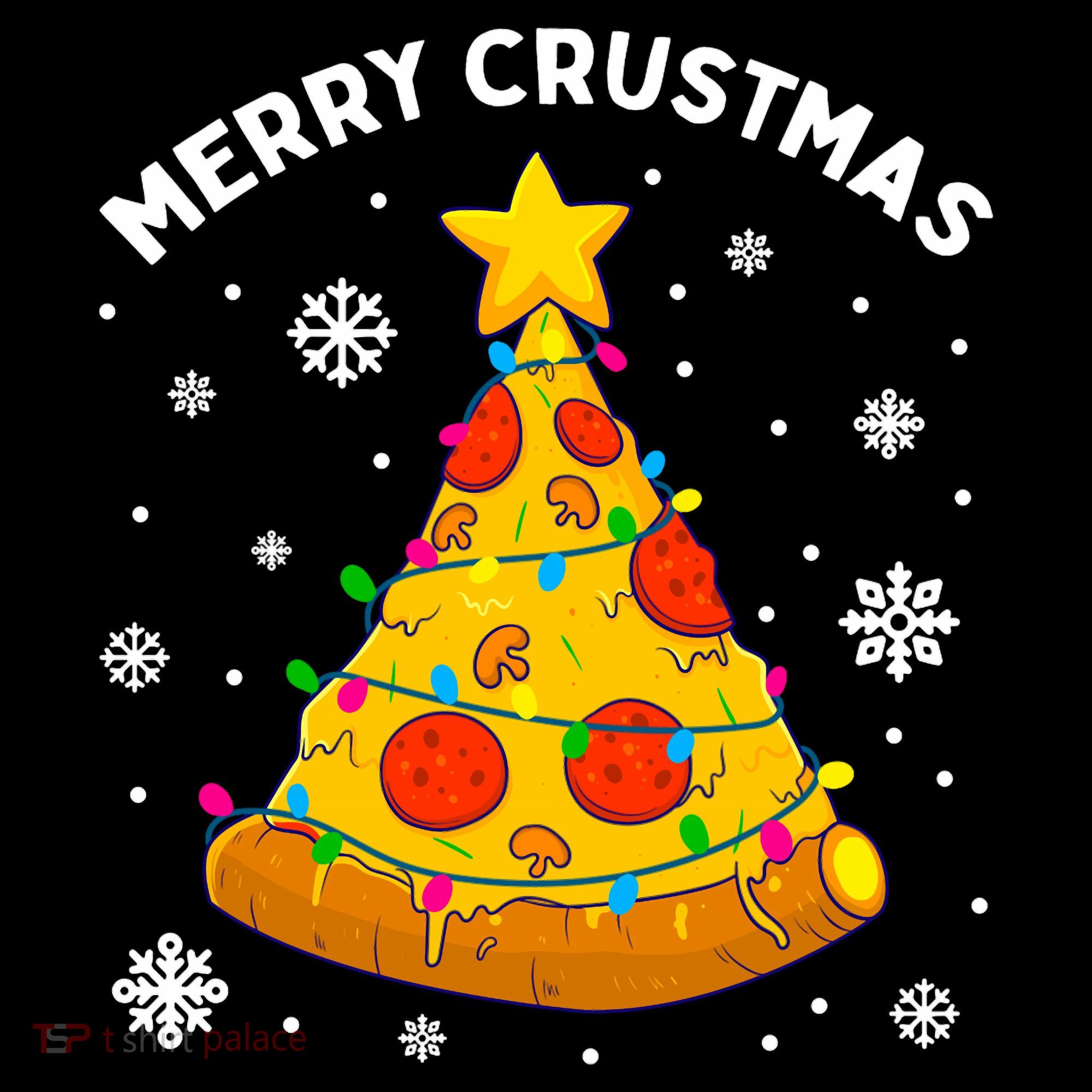 Merry Crustmas Pizza Christmas Tree Xmas Gifts Long Sleeve Coffee Mug
