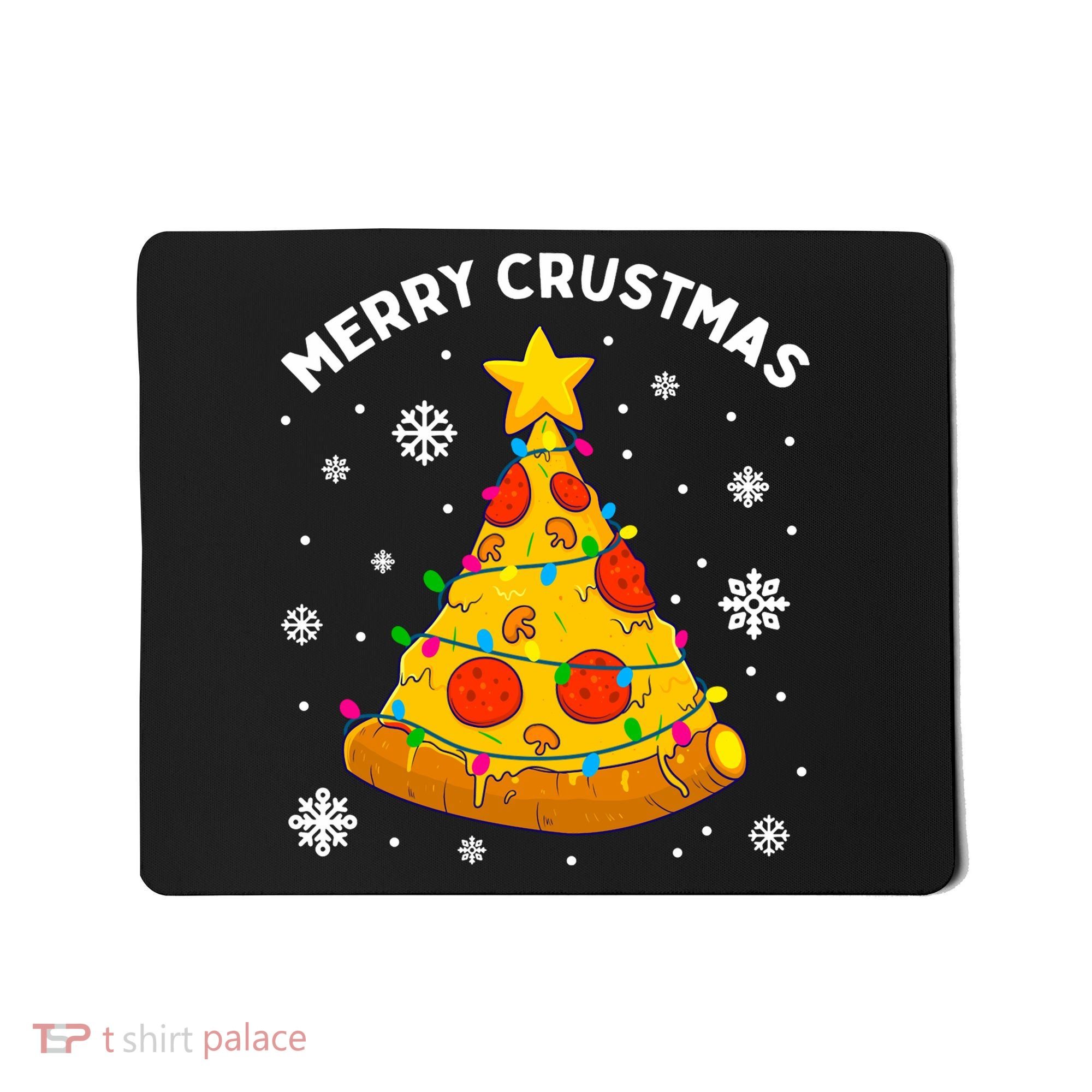 Merry Crustmas Pizza Christmas Tree Xmas Gifts Long Sleeve Mousepad