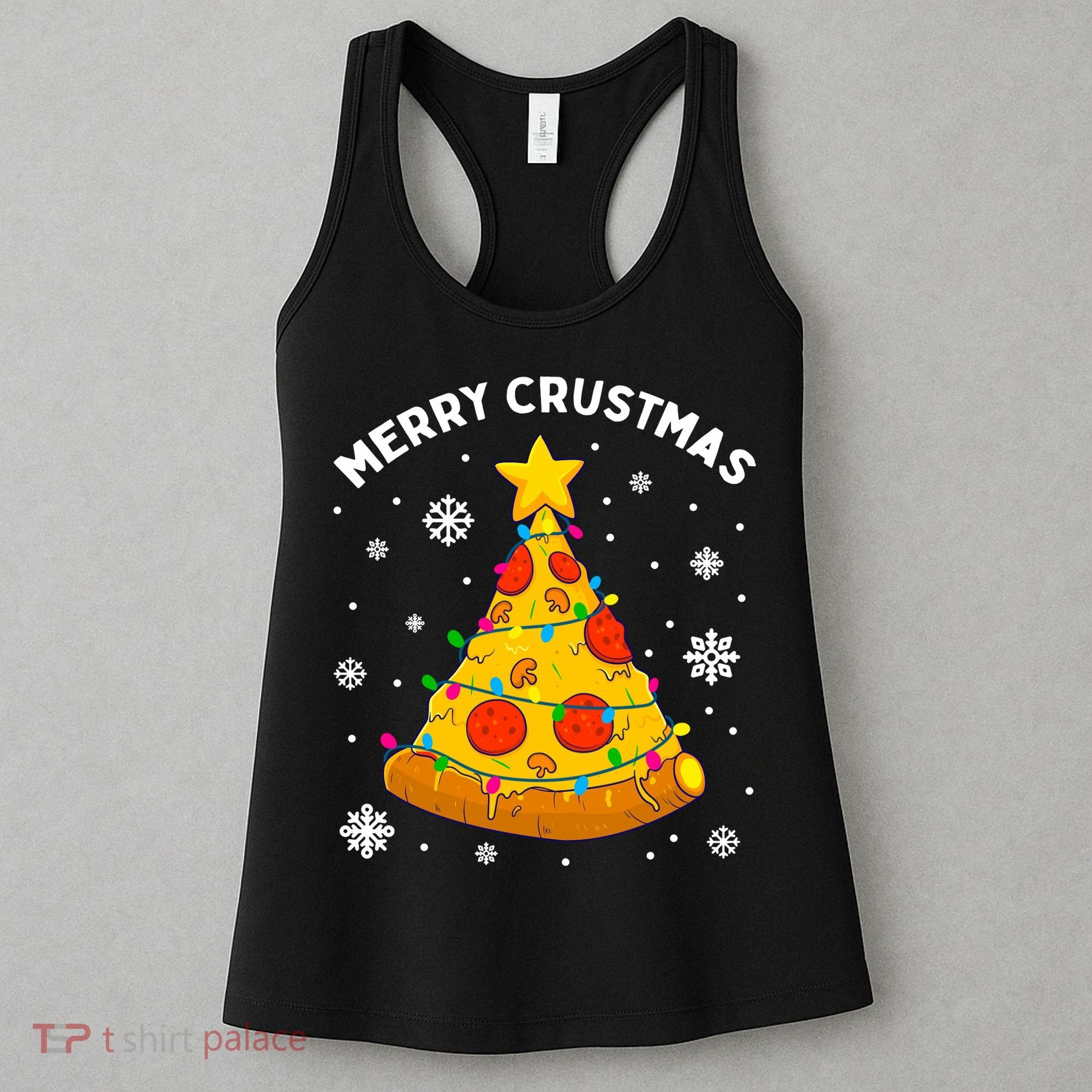 Merry Crustmas Pizza Christmas Tree Xmas Gifts Long Sleeve Women's Tank Top