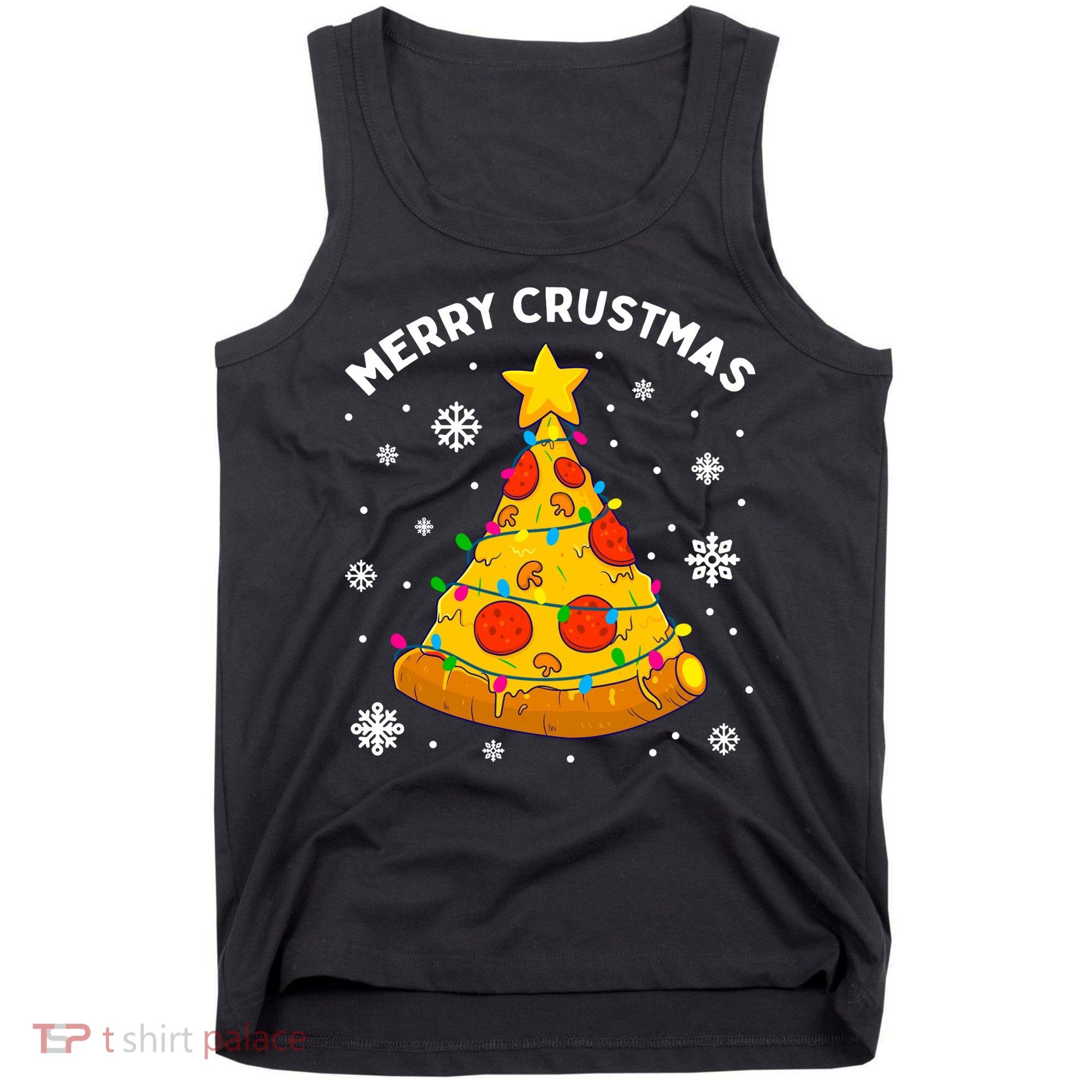 Merry Crustmas Pizza Christmas Tree Xmas Gifts Long Sleeve Tank Top