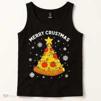 Merry Crustmas Pizza Christmas Tree Xmas Gifts Long Sleeve Tank Top thumb 2