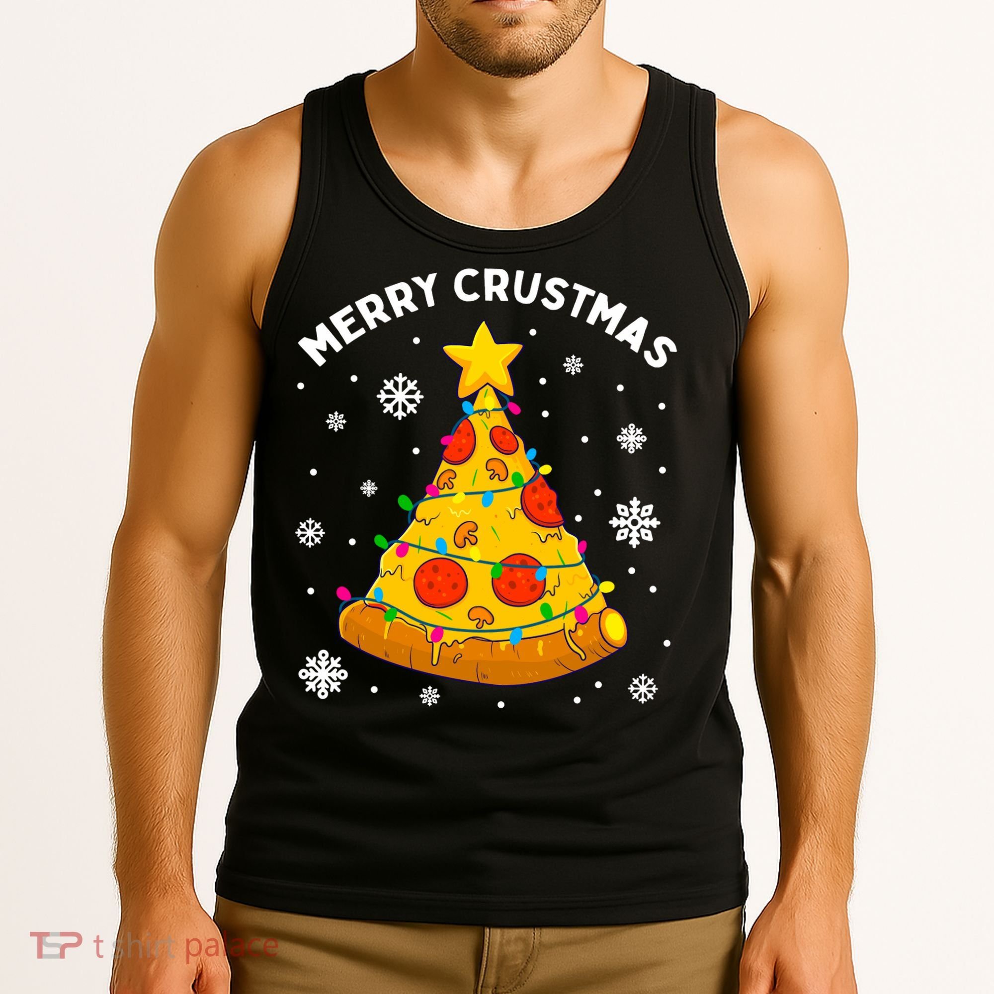 Merry Crustmas Pizza Christmas Tree Xmas Gifts Long Sleeve Tank Top