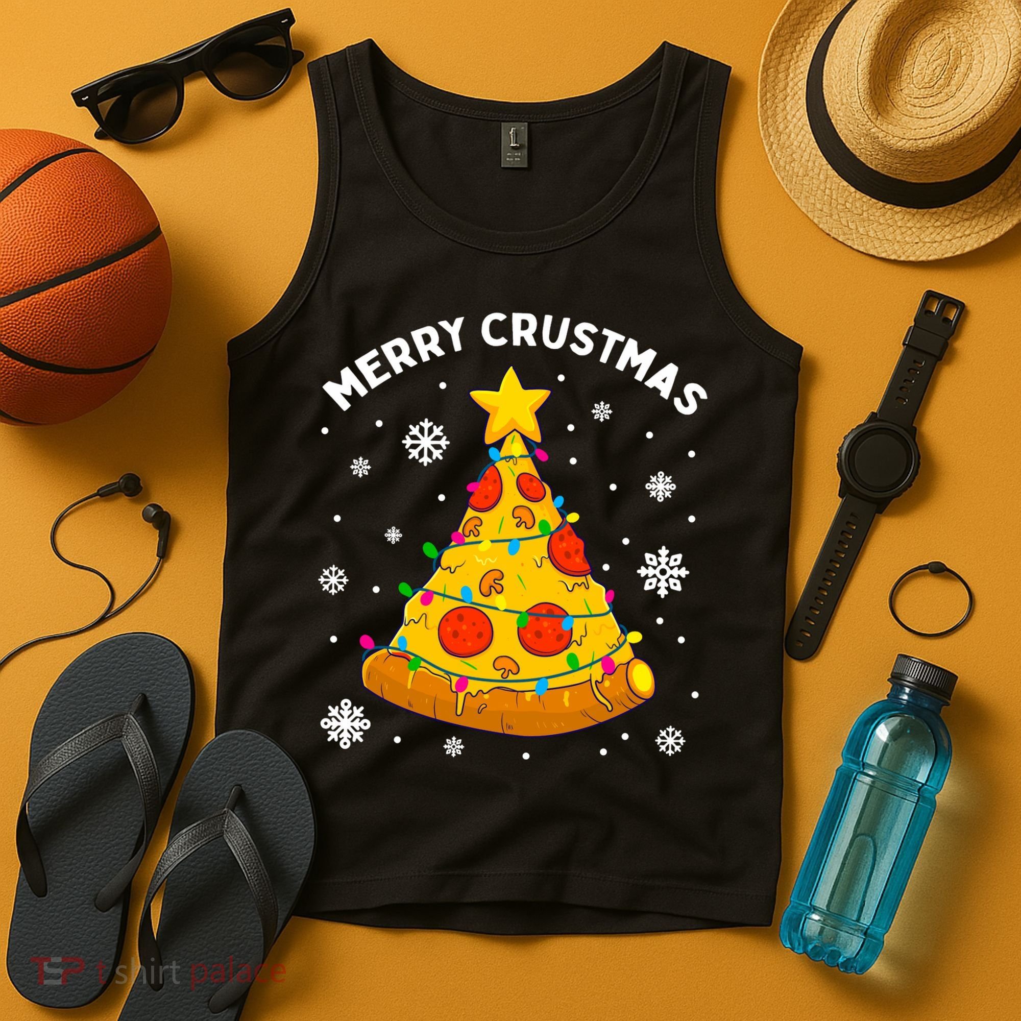 Merry Crustmas Pizza Christmas Tree Xmas Gifts Long Sleeve Tank Top