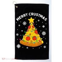Merry Crustmas Pizza Christmas Tree Xmas Gifts Long Sleeve Golf Towel thumb 0
