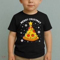 Merry Crustmas Pizza Christmas Tree Xmas Gifts Long Sleeve Toddler T-Shirt thumb 2