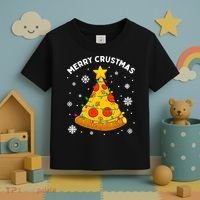 Merry Crustmas Pizza Christmas Tree Xmas Gifts Long Sleeve Toddler T-Shirt thumb 3