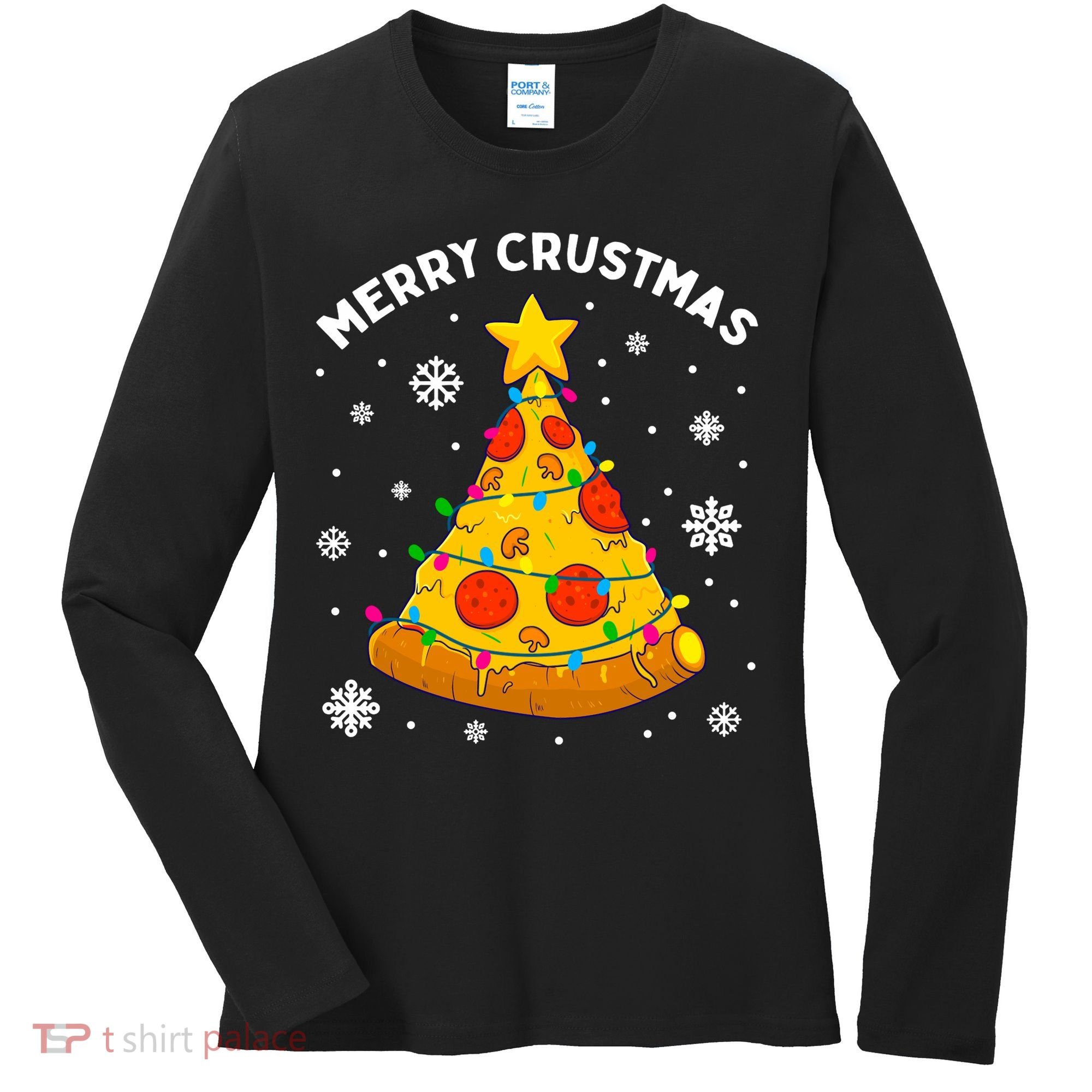 Merry Crustmas Pizza Christmas Tree Xmas Gifts Long Sleeve Women's Long Sleeve Shirt