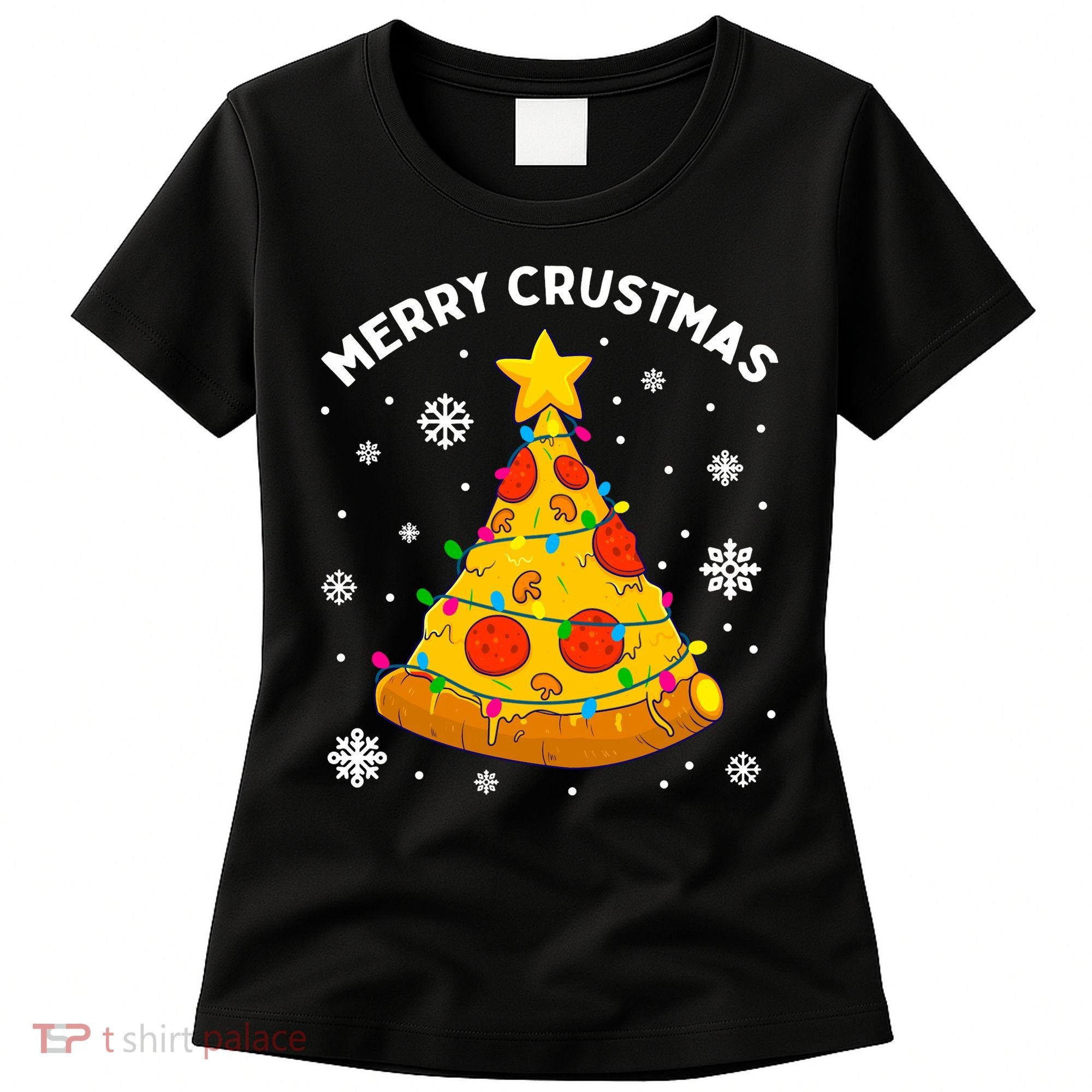 Merry Crustmas Pizza Christmas Tree Xmas Gifts Long Sleeve Women's T-Shirt