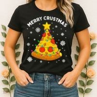 Merry Crustmas Pizza Christmas Tree Xmas Gifts Long Sleeve Women's T-Shirt thumb 2