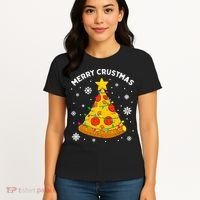 Merry Crustmas Pizza Christmas Tree Xmas Gifts Long Sleeve Women's T-Shirt thumb 4