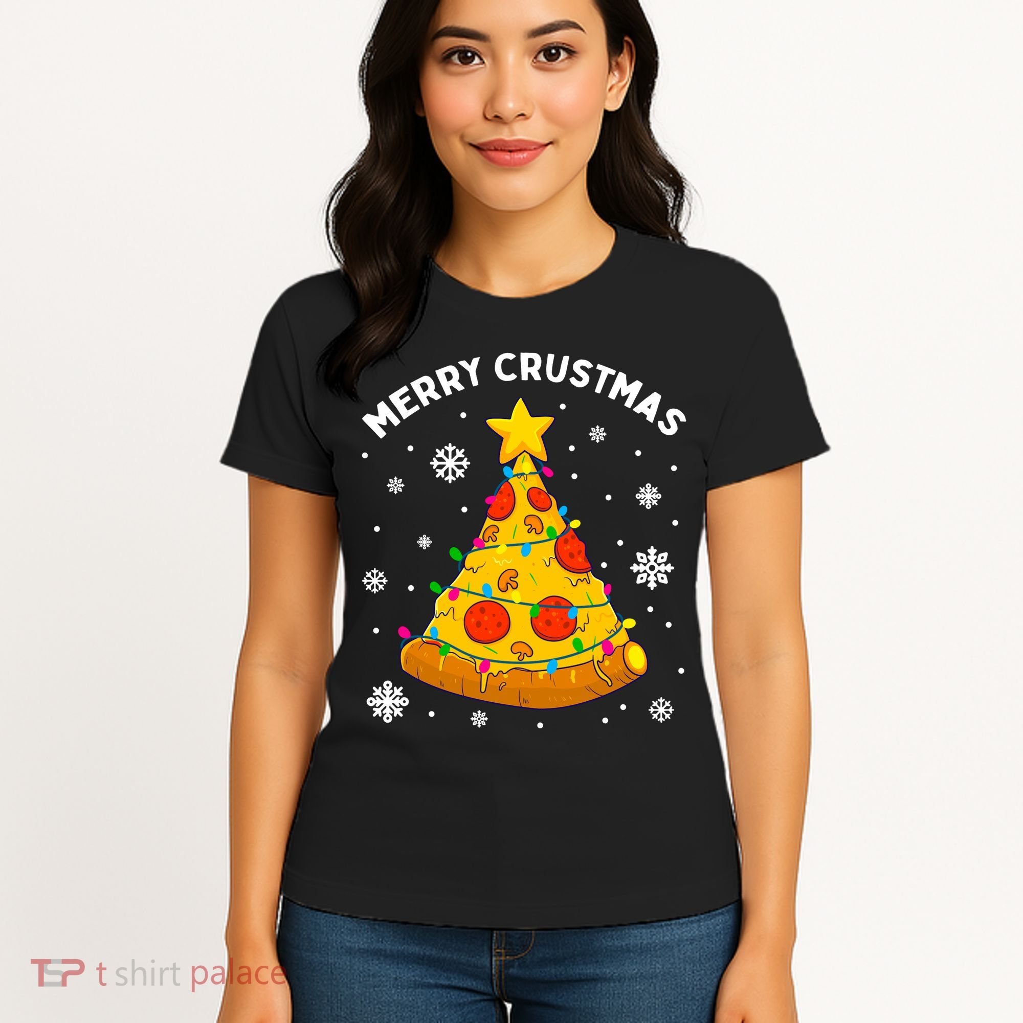 Merry Crustmas Pizza Christmas Tree Xmas Gifts Long Sleeve Women's T-Shirt