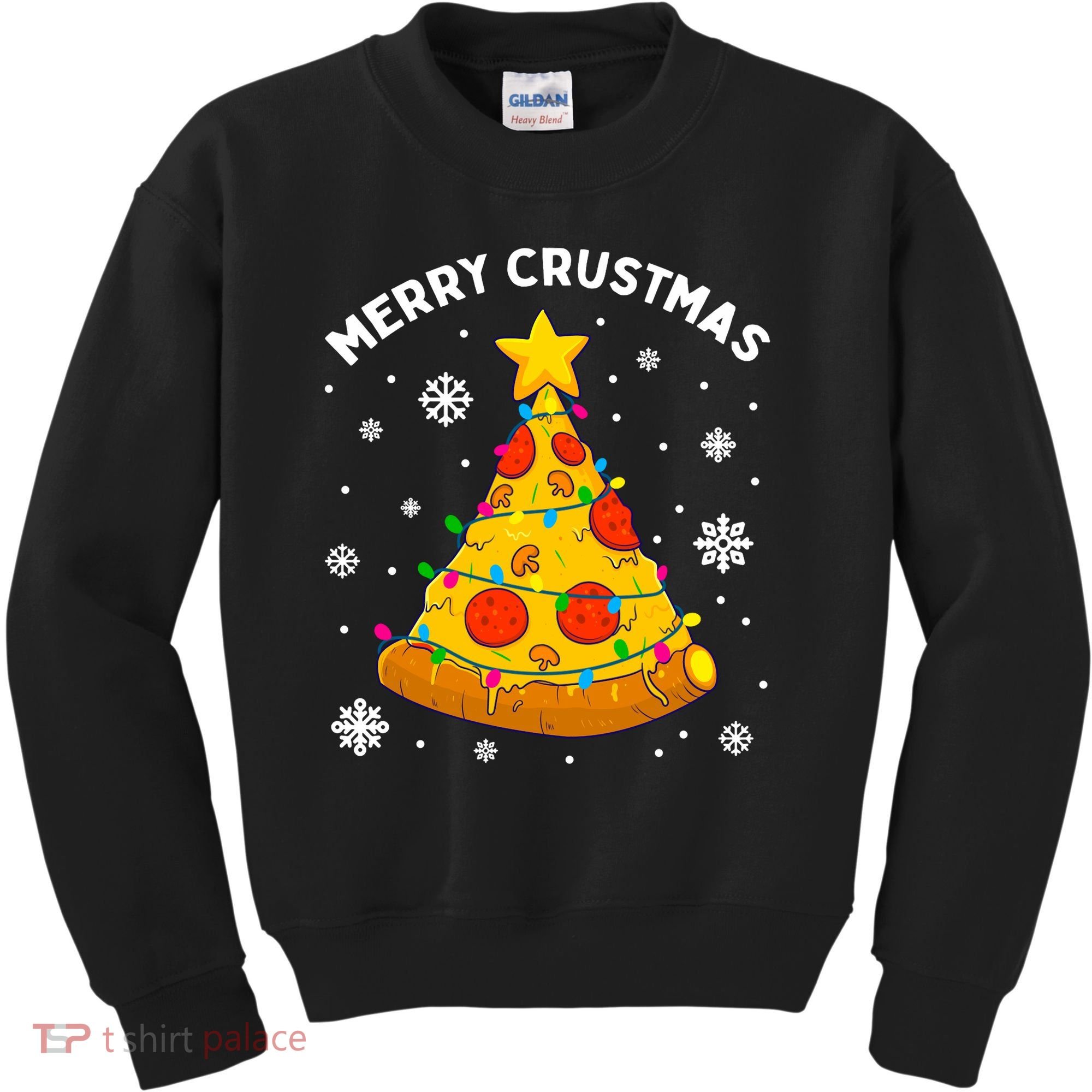 Merry Crustmas Pizza Christmas Tree Xmas Gifts Long Sleeve Kids Sweatshirt