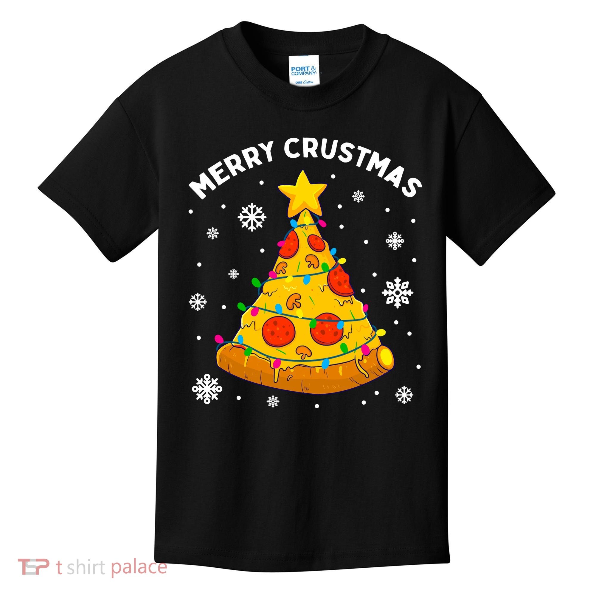 Merry Crustmas Pizza Christmas Tree Xmas Gifts Long Sleeve Kids T-Shirt