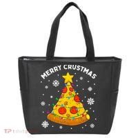 Merry Crustmas Pizza Christmas Tree Xmas Gifts Long Sleeve Tote Bag thumb 0