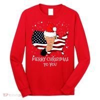 Merry Christmas President Trump Santa Hat America Flag Long Sleeve Shirt thumb 0