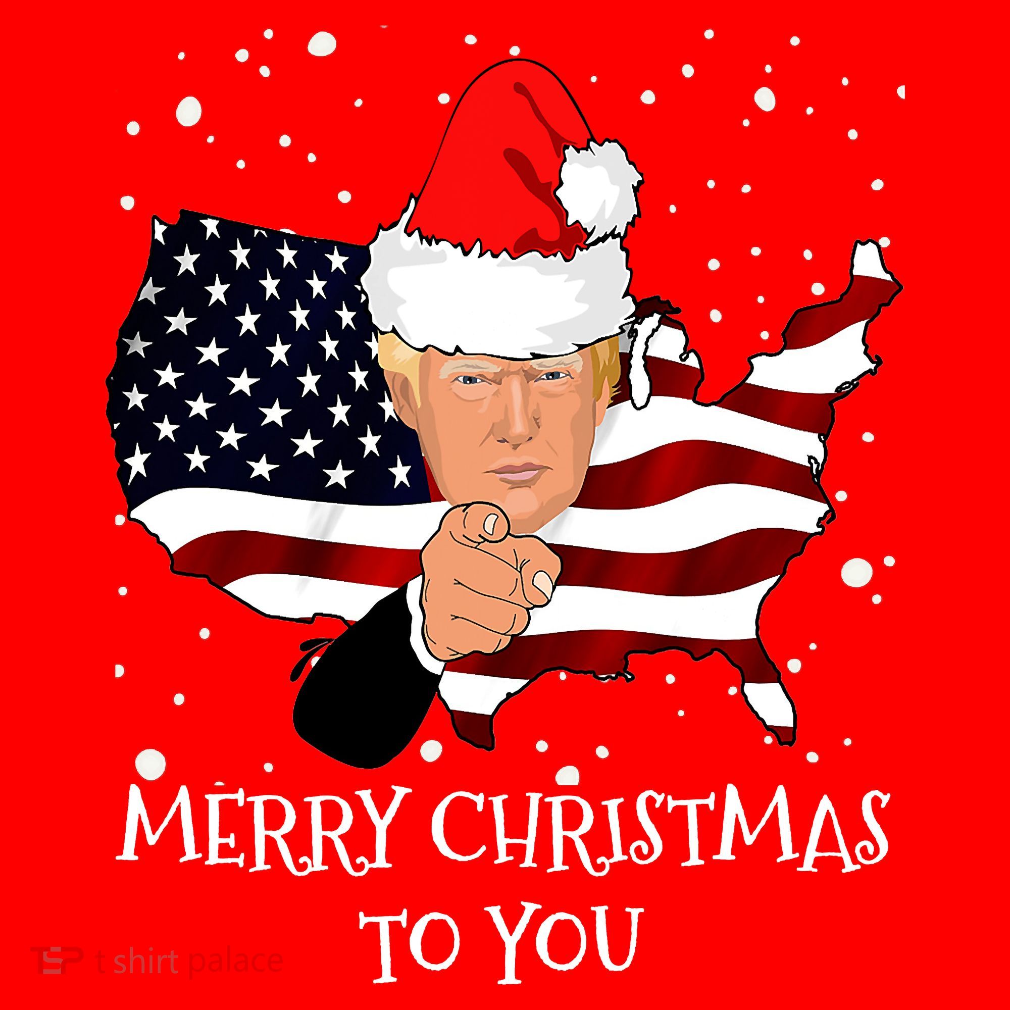 Merry Christmas President Trump Santa Hat America Flag Sweatshirt