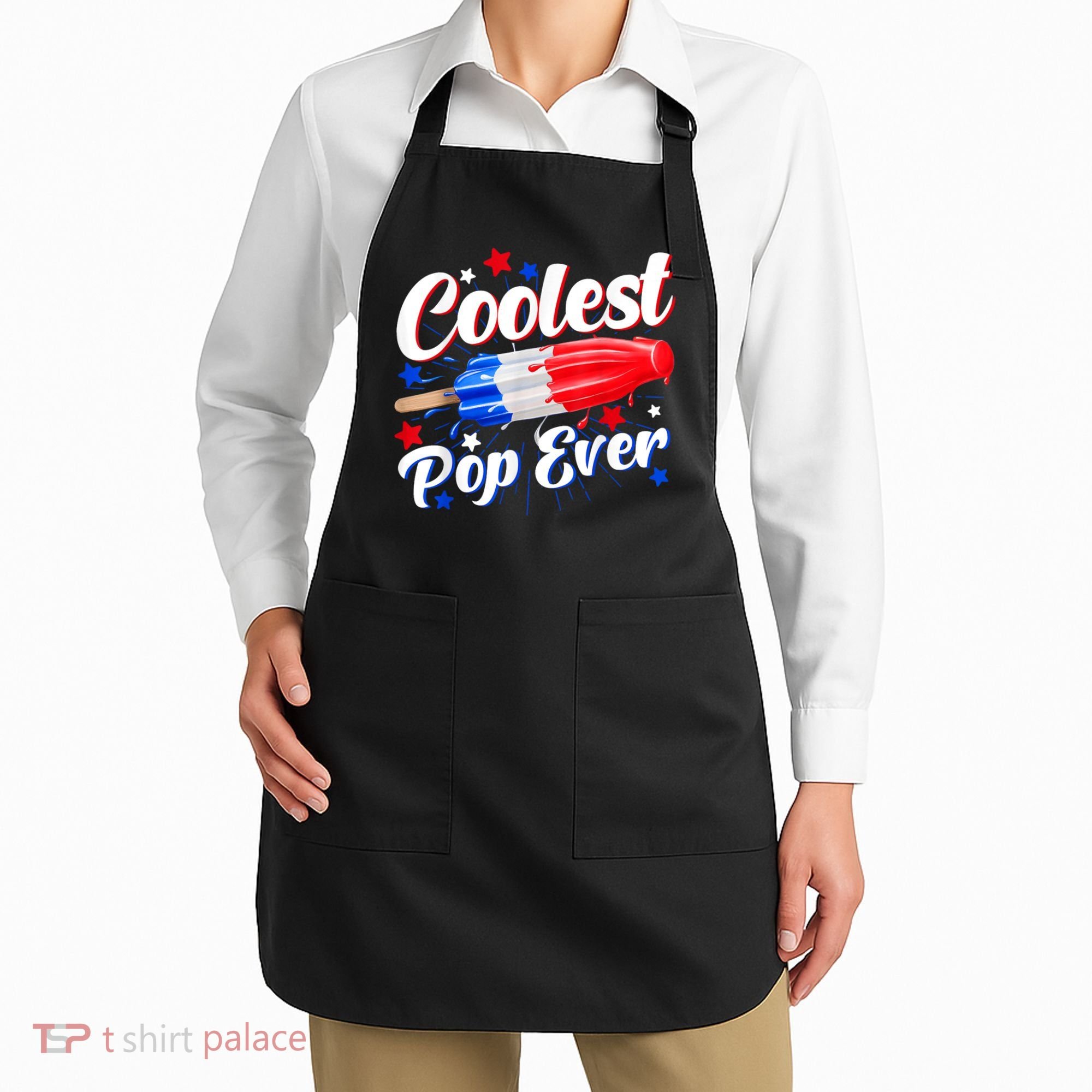Men Coolest Pop Ever Popsicle Funny Retro Bomb 4th Of July Apron