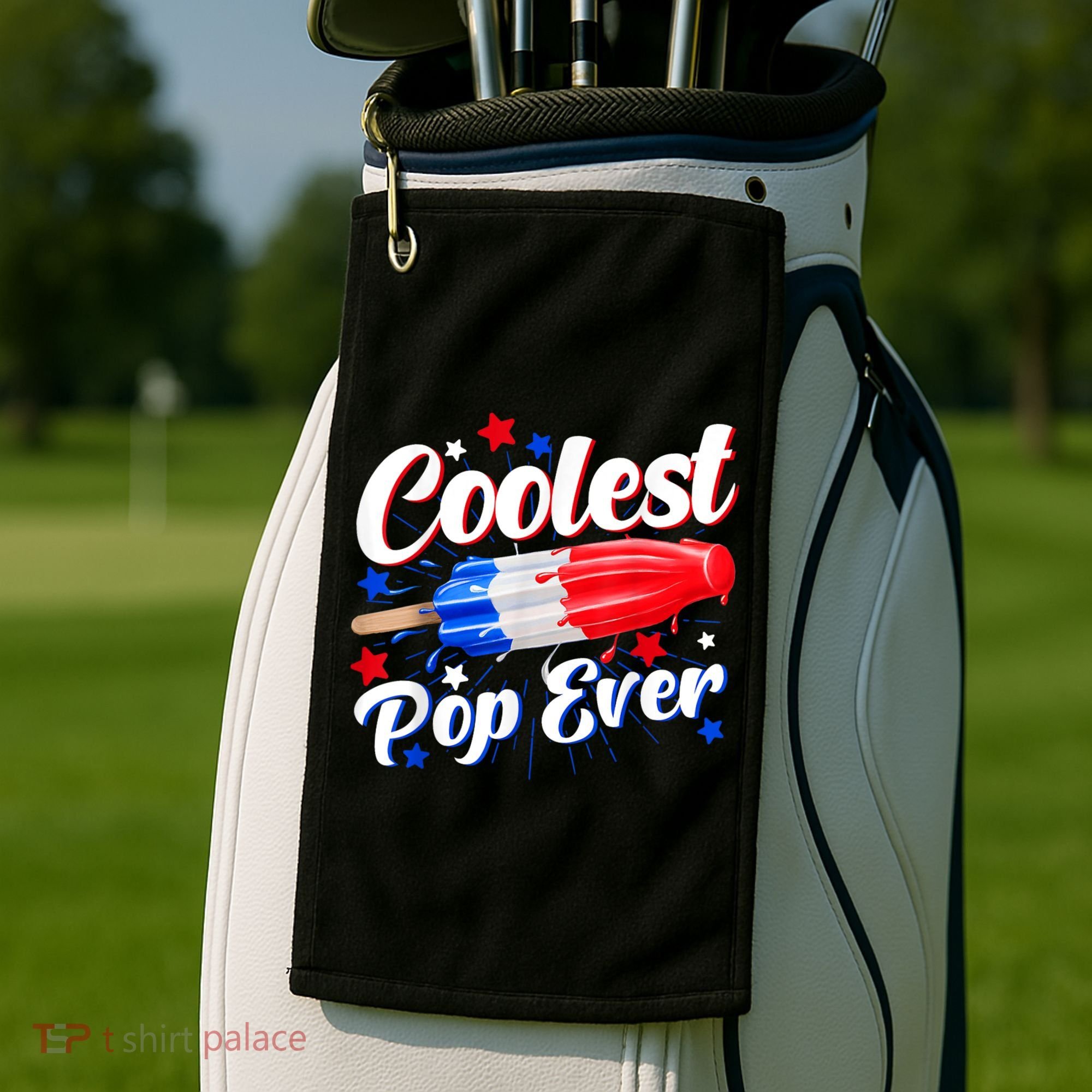 Men Coolest Pop Ever Popsicle Funny Retro Bomb 4th Of July Golf Towel