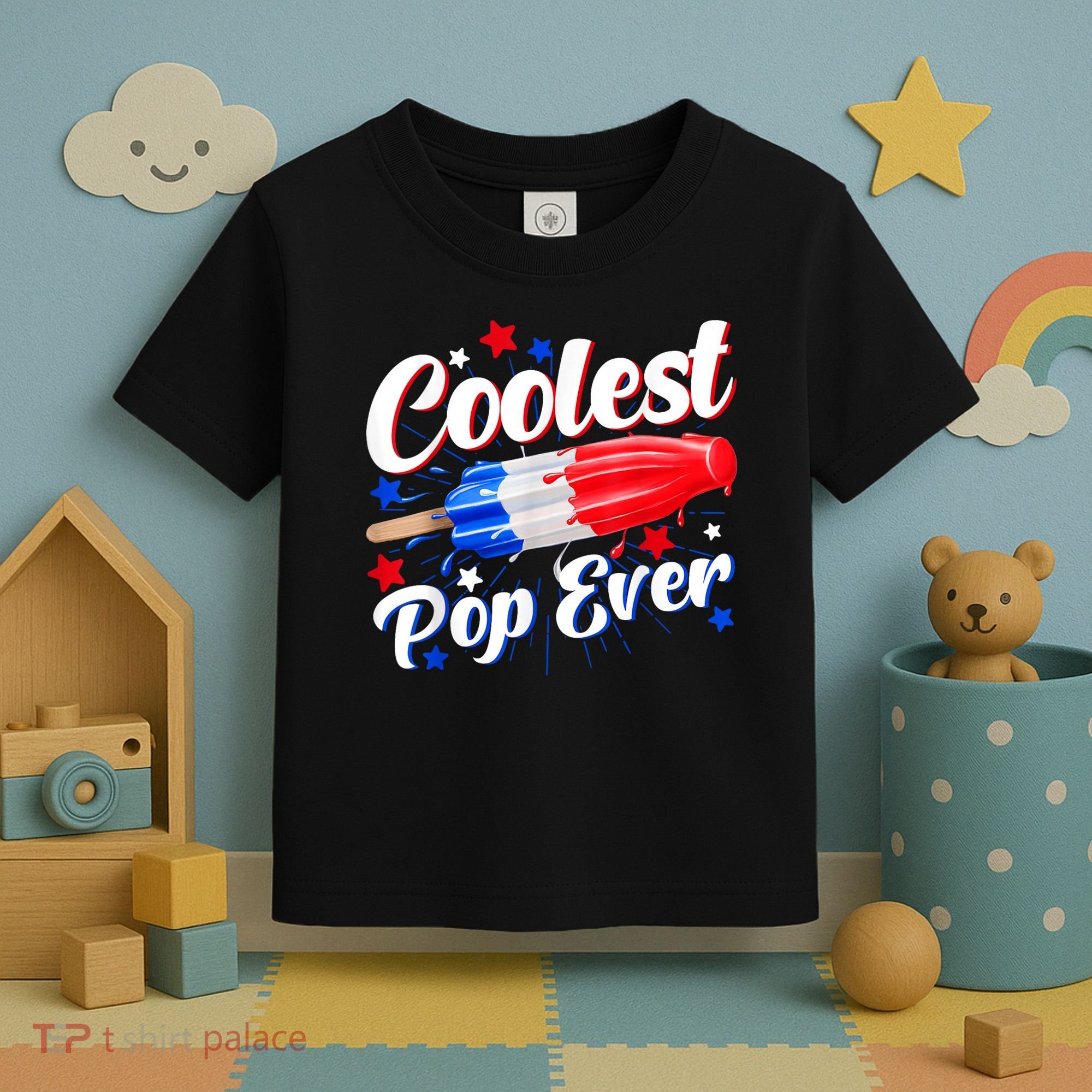 Men Coolest Pop Ever Popsicle Funny Retro Bomb 4th Of July Toddler T-Shirt