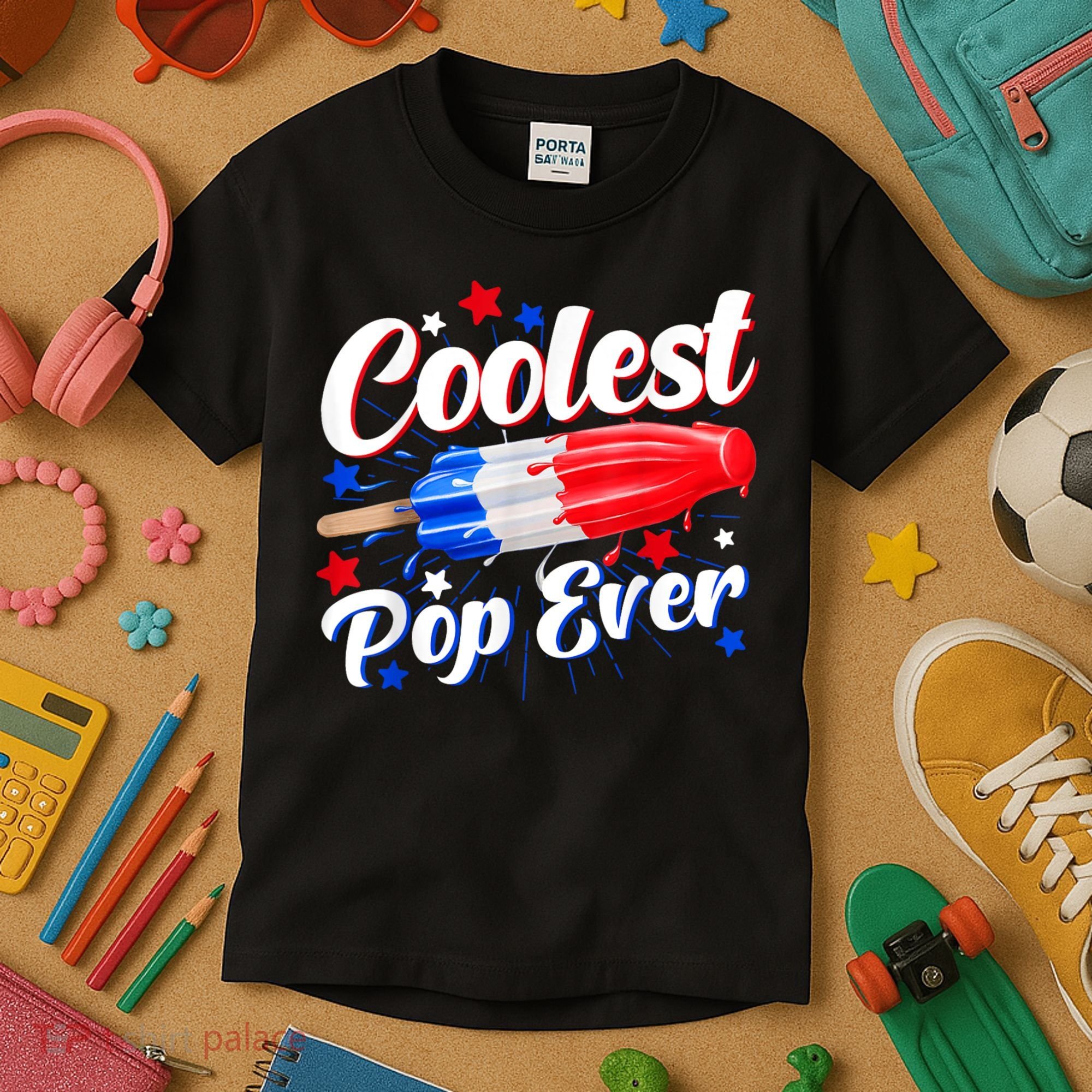Men Coolest Pop Ever Popsicle Funny Retro Bomb 4th Of July Kids T-Shirt