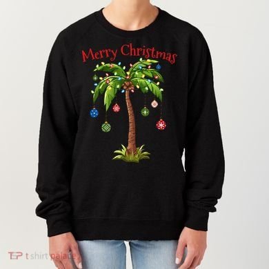 Merry Christmas Palm Tree Light Hawaiian Tropical Christmas Women's Sweatshirt
