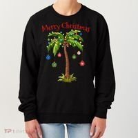 Merry Christmas Palm Tree Light Hawaiian Tropical Christmas Women's Sweatshirt thumb 0