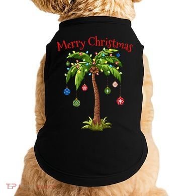 Merry Christmas Palm Tree Light Hawaiian Tropical Christmas Doggie Tank