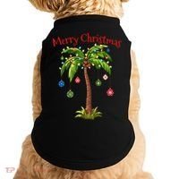 Merry Christmas Palm Tree Light Hawaiian Tropical Christmas Doggie Tank thumb 0