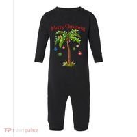 Merry Christmas Palm Tree Light Hawaiian Tropical Christmas Infant Fleece One Piece thumb 0