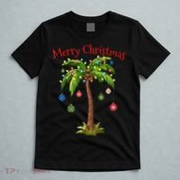 Merry Christmas Palm Tree Light Hawaiian Tropical Christmas T-Shirt thumb 5