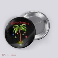 Merry Christmas Palm Tree Light Hawaiian Tropical Christmas Button thumb 0