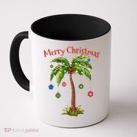 Merry Christmas Palm Tree Light Hawaiian Tropical Christmas Coffee Mug thumb 0