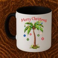 Merry Christmas Palm Tree Light Hawaiian Tropical Christmas Coffee Mug thumb 2