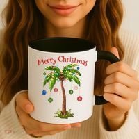 Merry Christmas Palm Tree Light Hawaiian Tropical Christmas Coffee Mug thumb 3