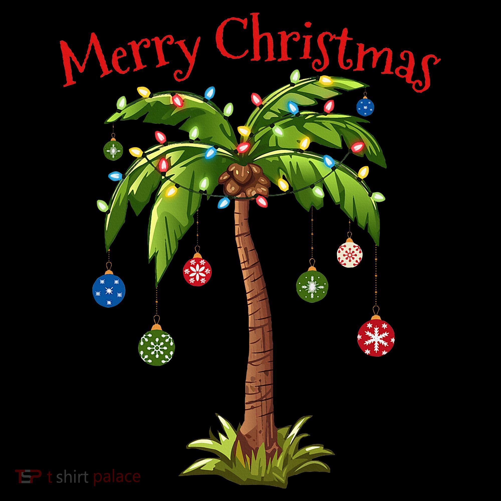 Merry Christmas Palm Tree Light Hawaiian Tropical Christmas Women's Hoodie