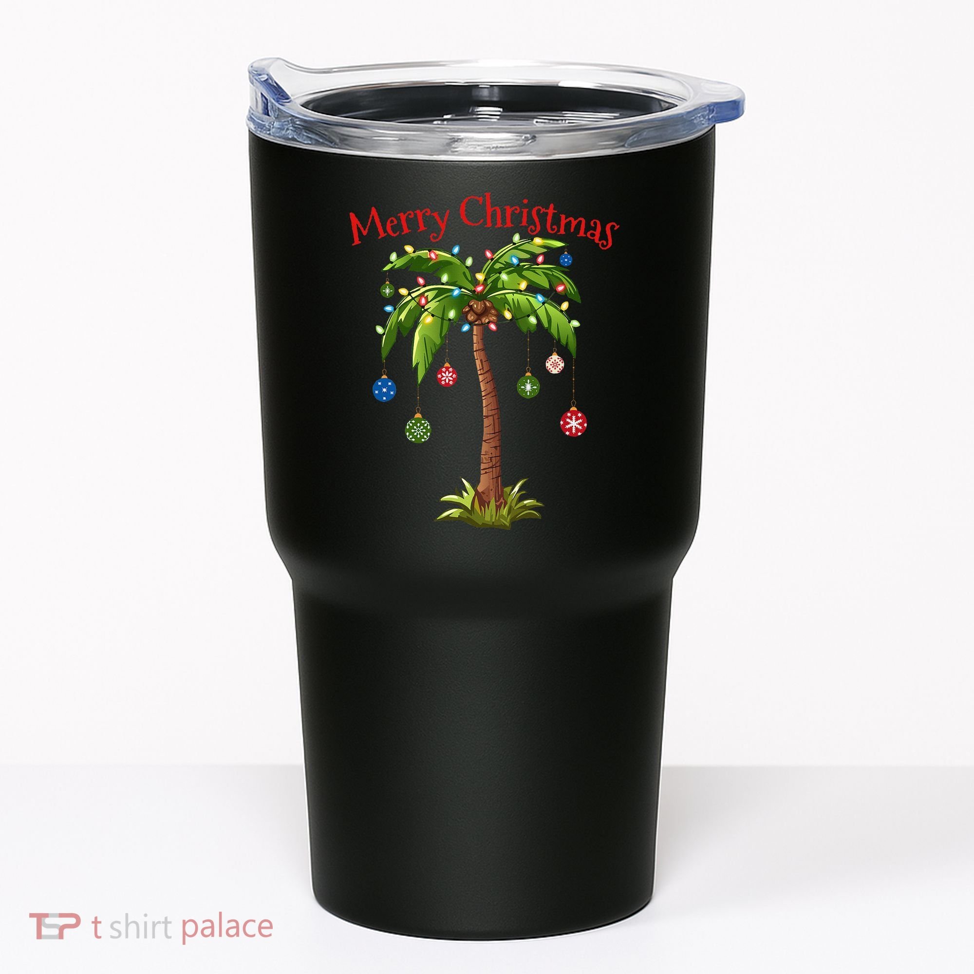 Merry Christmas Palm Tree Light Hawaiian Tropical Christmas Tumbler