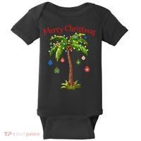 Merry Christmas Palm Tree Light Hawaiian Tropical Christmas Baby Bodysuit thumb 0