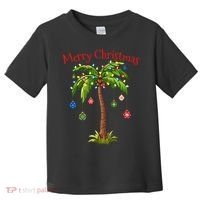 Merry Christmas Palm Tree Light Hawaiian Tropical Christmas Toddler T-Shirt thumb 0