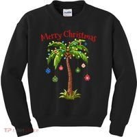 Merry Christmas Palm Tree Light Hawaiian Tropical Christmas Kids Sweatshirt thumb 0