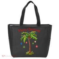 Merry Christmas Palm Tree Light Hawaiian Tropical Christmas Tote Bag thumb 0
