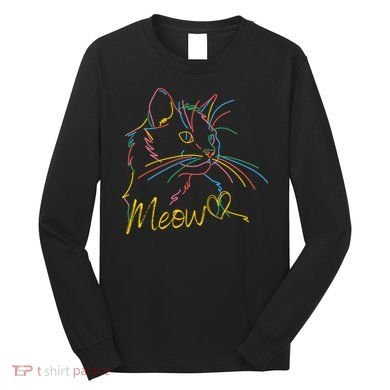 Meow Colorful Pet Cat Cute Long Sleeve Shirt