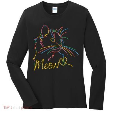 Meow Colorful Pet Cat Cute Women's Long Sleeve Shirt
