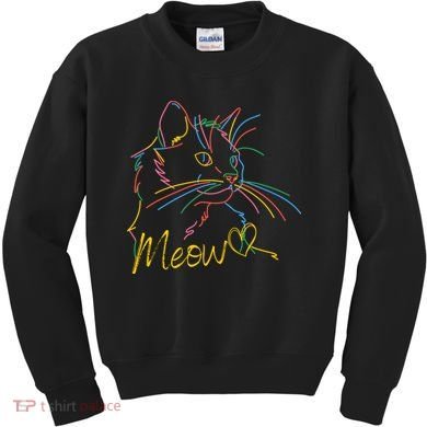 Meow Colorful Pet Cat Cute Kids Sweatshirt