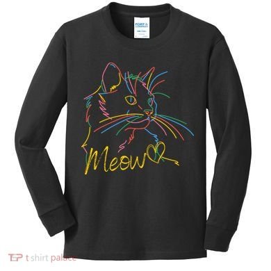 Meow Colorful Pet Cat Cute Kids Long Sleeve Shirt