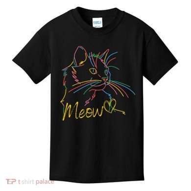 Meow Colorful Pet Cat Cute Kids T-Shirt