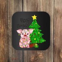 Merry Christmas Pig Funny Pigs Christmas Xmas Coaster thumb 0