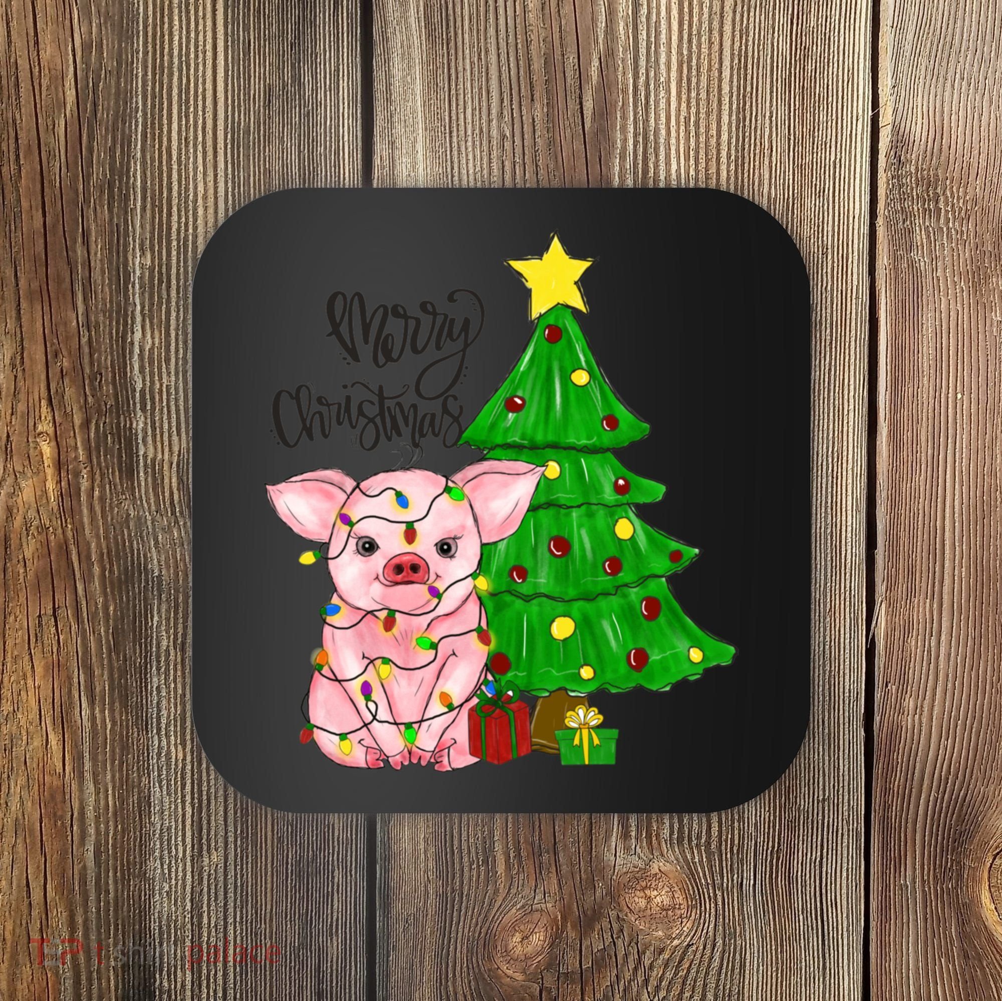 Merry Christmas Pig Funny Pigs Christmas Xmas Coaster