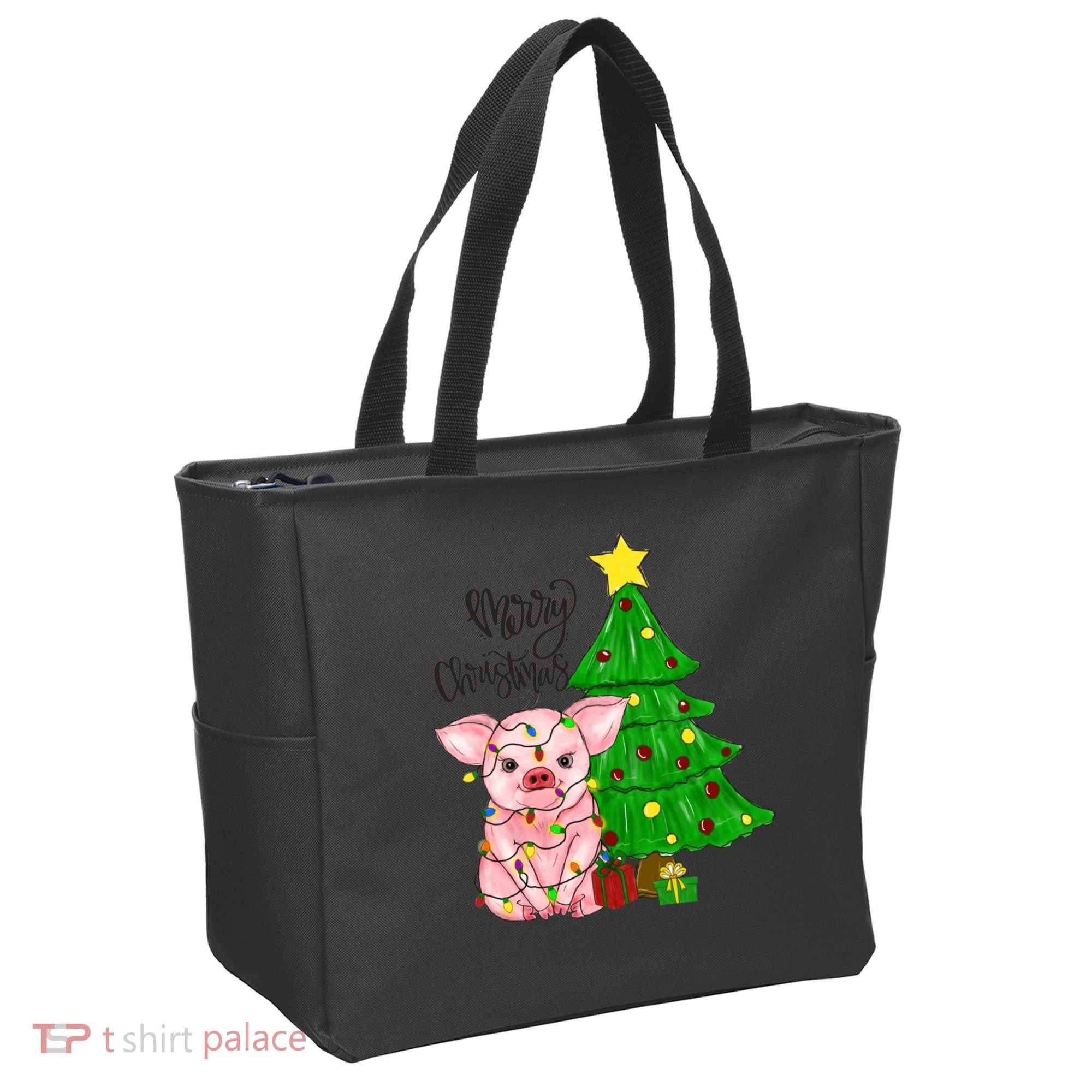 Merry Christmas Pig Funny Pigs Christmas Xmas Tote Bag