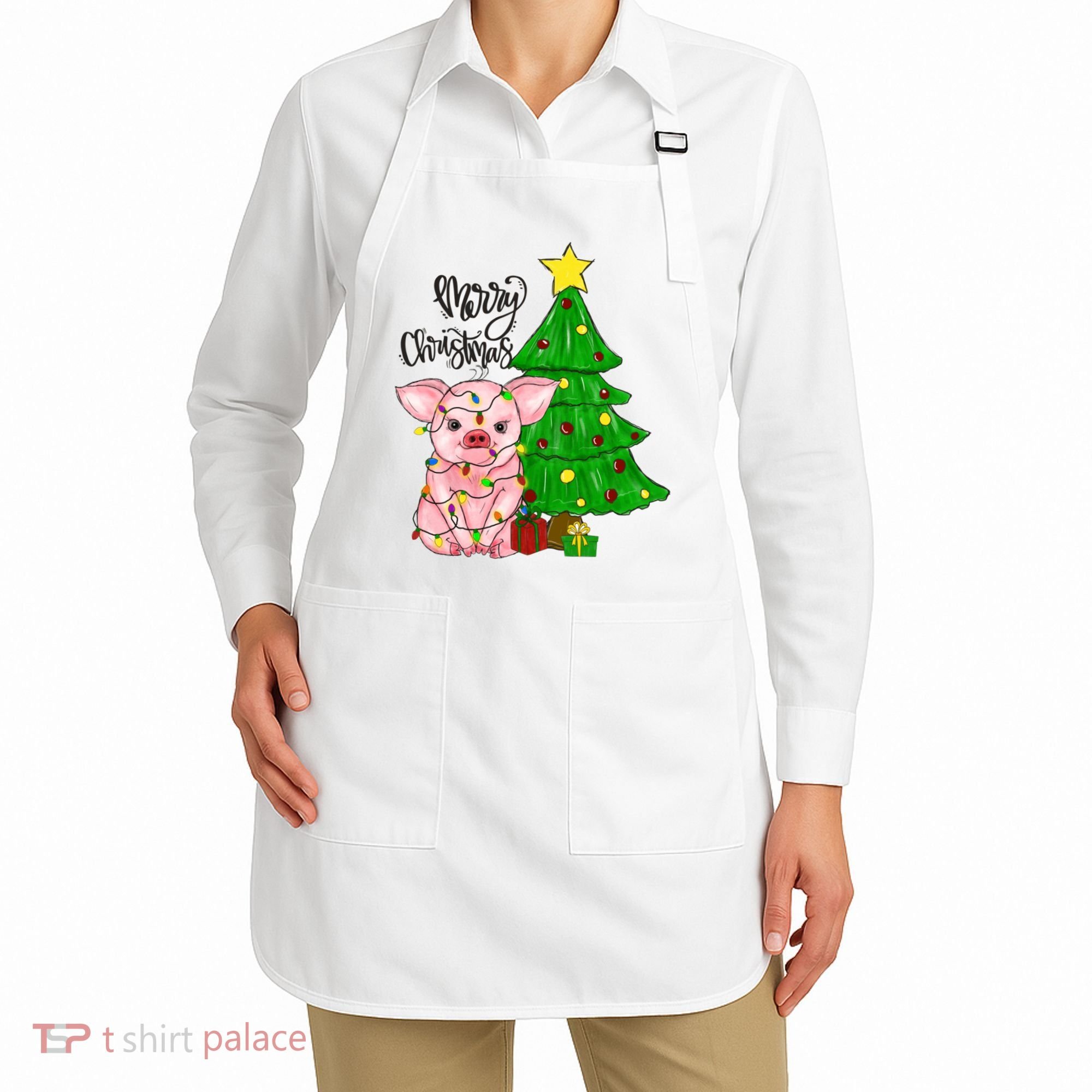 Merry Christmas Pig Funny Pigs Christmas Xmas Apron
